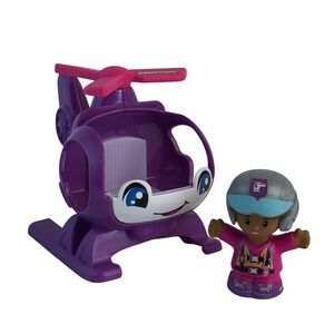 Fisher-Price Little People Barbie Helicopter Toy Purple Pink Pilot Figure 2022